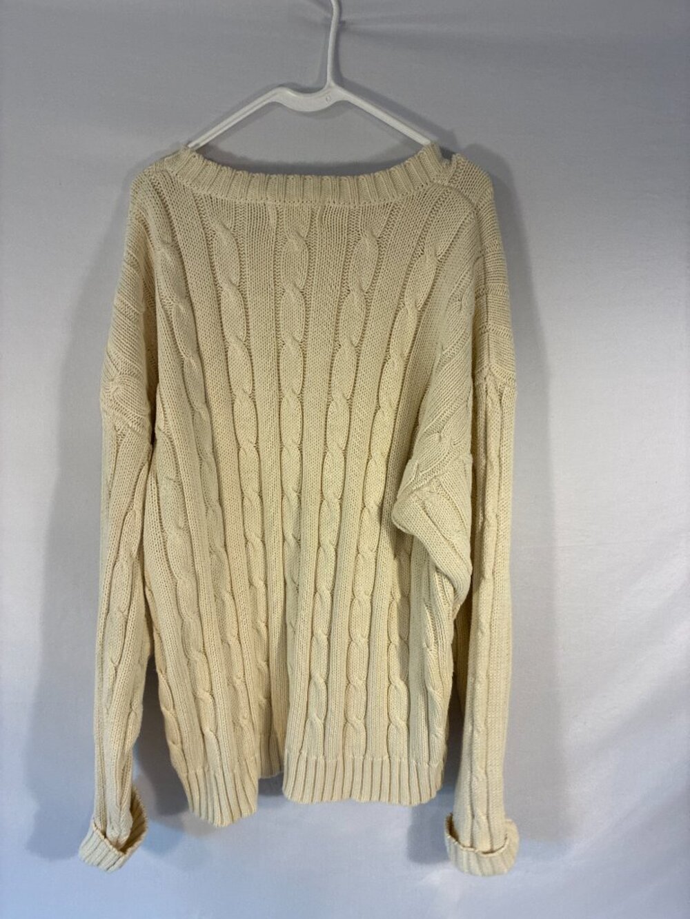 Vintage Eddie Bauer Since 1920 Cable Knit Crewneck Sweater Cream 100% Cotton Men - Picture 3 of 3